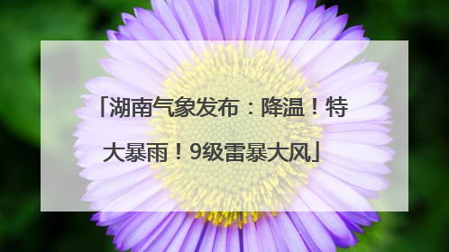 湖南气象发布：降温！特大暴雨！9级雷暴大风